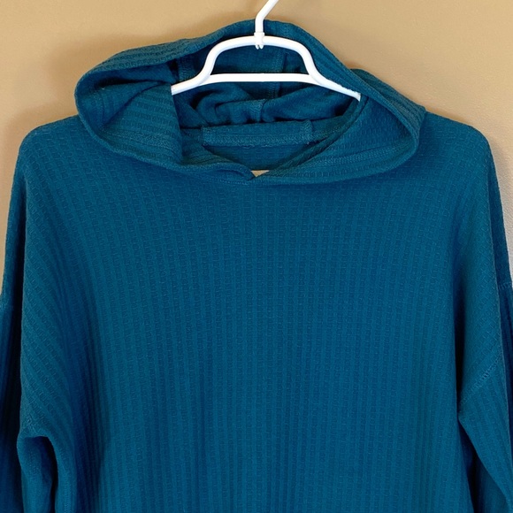 Chaser Teal long sleeve waffle hoodie, Large - Picture 3 of 8